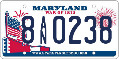 MD license plate 8AN0238