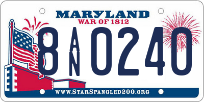 MD license plate 8AN0240