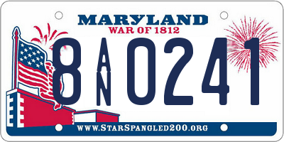 MD license plate 8AN0241