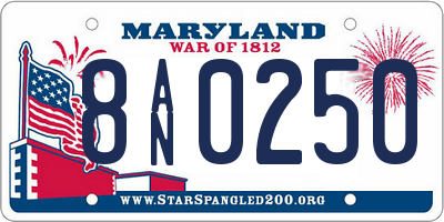 MD license plate 8AN0250