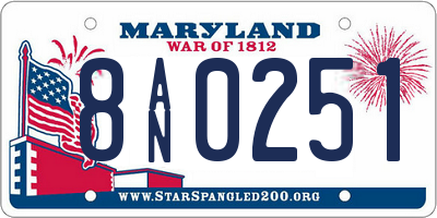 MD license plate 8AN0251