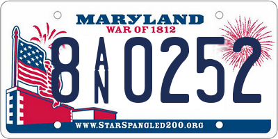 MD license plate 8AN0252
