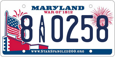MD license plate 8AN0258