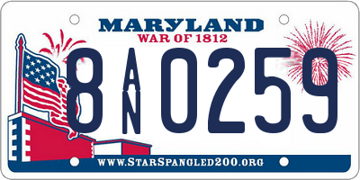 MD license plate 8AN0259