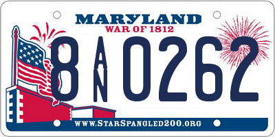 MD license plate 8AN0262