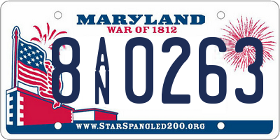 MD license plate 8AN0263