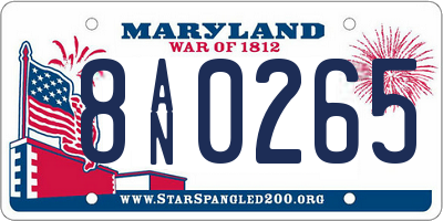 MD license plate 8AN0265