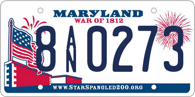 MD license plate 8AN0273