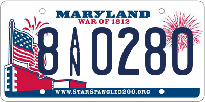MD license plate 8AN0280