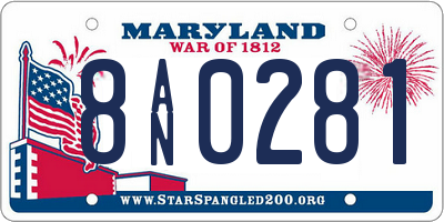 MD license plate 8AN0281