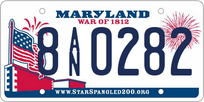 MD license plate 8AN0282