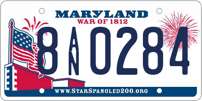 MD license plate 8AN0284