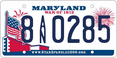 MD license plate 8AN0285