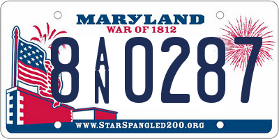 MD license plate 8AN0287