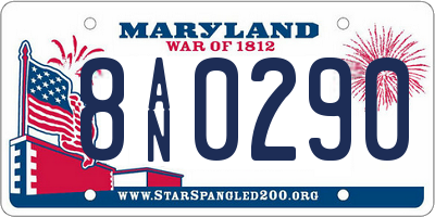 MD license plate 8AN0290