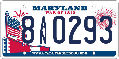 MD license plate 8AN0293