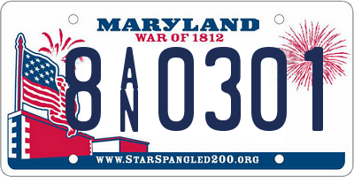 MD license plate 8AN0301