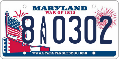 MD license plate 8AN0302