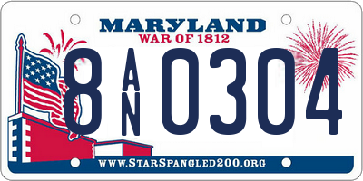 MD license plate 8AN0304