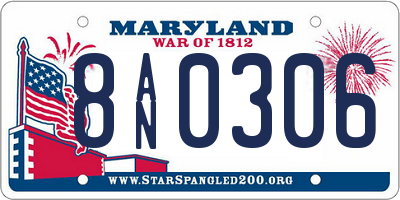 MD license plate 8AN0306