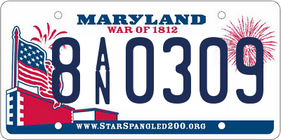 MD license plate 8AN0309