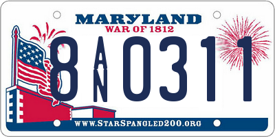 MD license plate 8AN0311