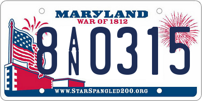 MD license plate 8AN0315