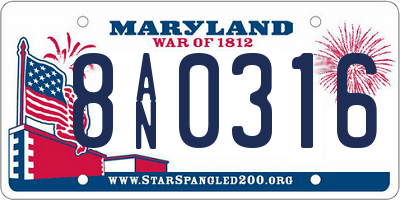 MD license plate 8AN0316