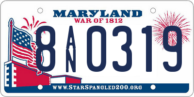 MD license plate 8AN0319