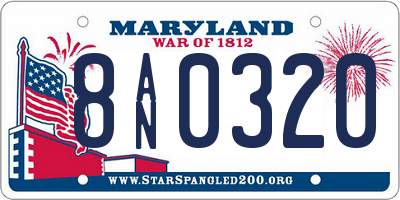 MD license plate 8AN0320