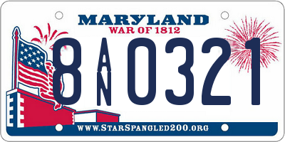 MD license plate 8AN0321