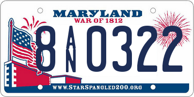 MD license plate 8AN0322