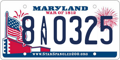MD license plate 8AN0325
