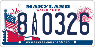 MD license plate 8AN0326