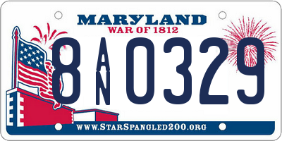 MD license plate 8AN0329