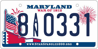 MD license plate 8AN0331