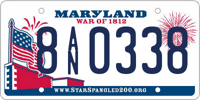 MD license plate 8AN0338