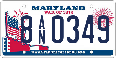 MD license plate 8AN0349