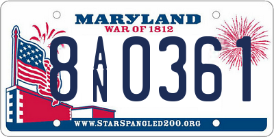 MD license plate 8AN0361