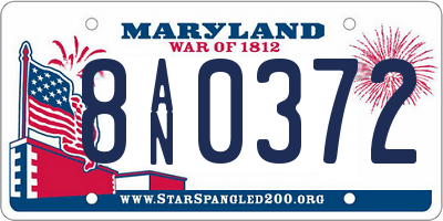 MD license plate 8AN0372
