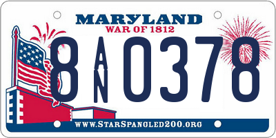 MD license plate 8AN0378