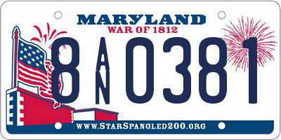 MD license plate 8AN0381