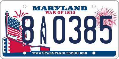 MD license plate 8AN0385