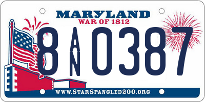 MD license plate 8AN0387