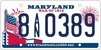 MD license plate 8AN0389