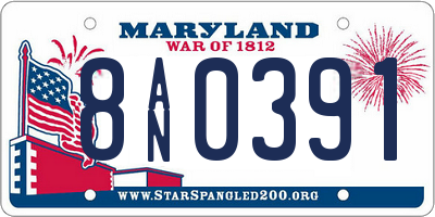 MD license plate 8AN0391