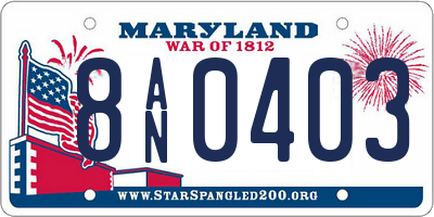 MD license plate 8AN0403