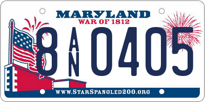 MD license plate 8AN0405
