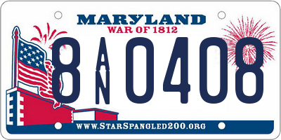 MD license plate 8AN0408