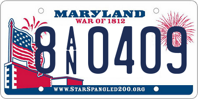 MD license plate 8AN0409